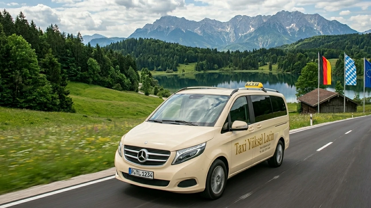 Großraumtaxi Mercedes V-Klasse bei einer Überlandfahrt auf einer Landstraße in der Umgebung von Nürnberg